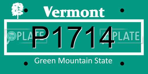 P1714 Vermont License Plate