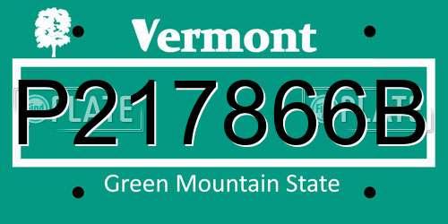 P217866B Vermont License Plate