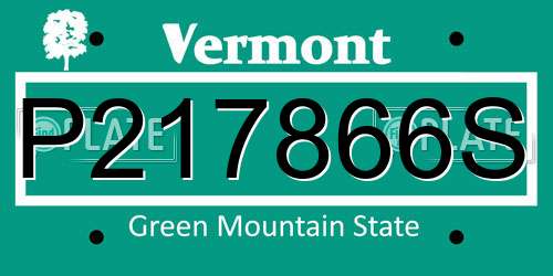 P217866S Vermont License Plate