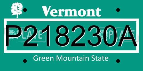 P218230A Vermont License Plate