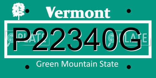 P22340G Vermont License Plate