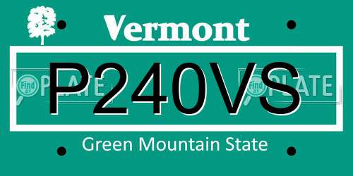 P240VS Vermont License Plate