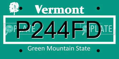 P244FD Vermont License Plate