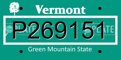 P269151 Vermont License Plate