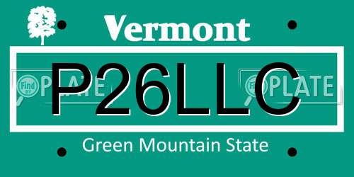 P26LLC Vermont License Plate