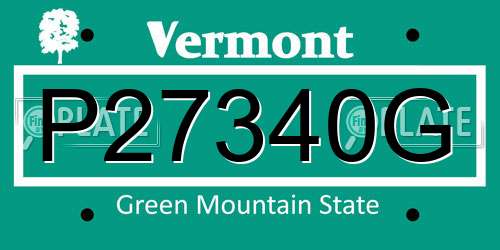 P27340G Vermont License Plate