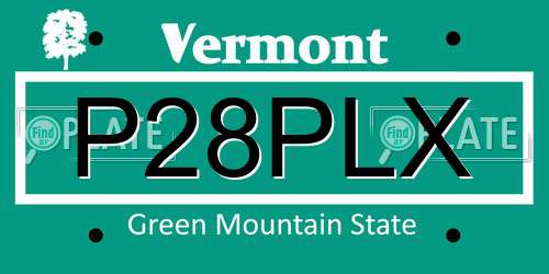 P28PLX Vermont License Plate