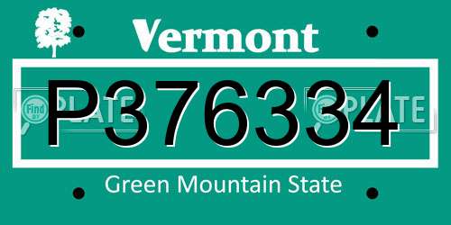 P376334 Vermont License Plate