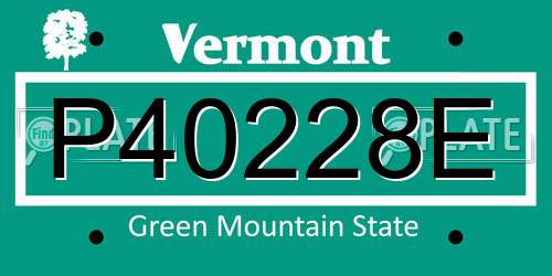 P40228E Vermont License Plate