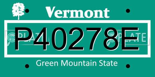 P40278E Vermont License Plate