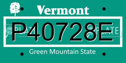 P40728E Vermont License Plate