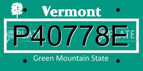 P40778E Vermont License Plate