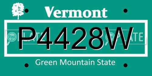 P4428W Vermont License Plate