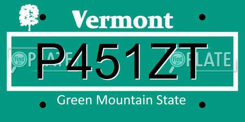P451ZT Vermont License Plate