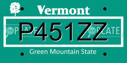 P451ZZ Vermont License Plate