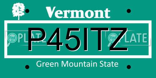 P45ITZ Vermont License Plate
