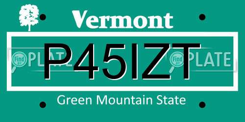 P45IZT Vermont License Plate