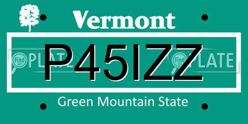 P45IZZ Vermont License Plate