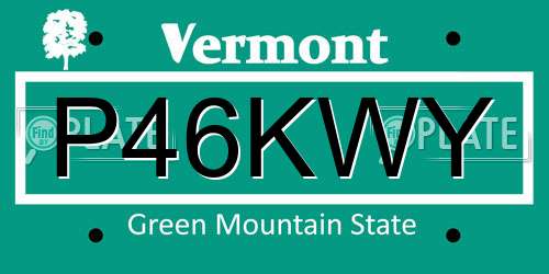 P46KWY Vermont License Plate
