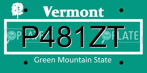 P481ZT Vermont License Plate