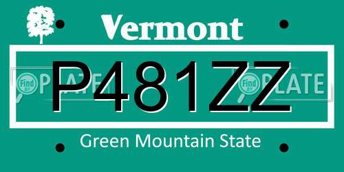 P481ZZ Vermont License Plate