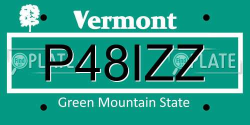 P48IZZ Vermont License Plate