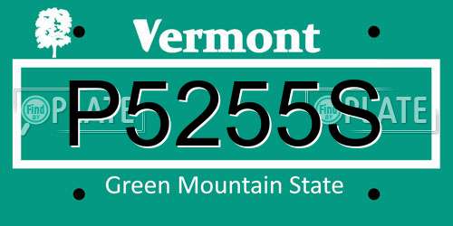 P5255S Vermont License Plate