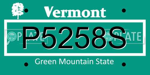 P5258S Vermont License Plate