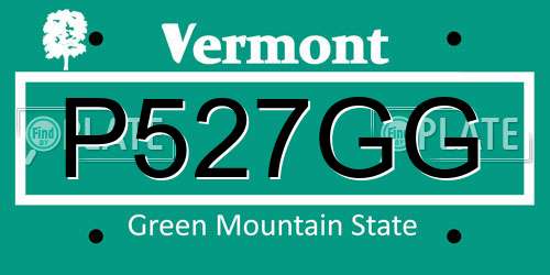 P527GG Vermont License Plate
