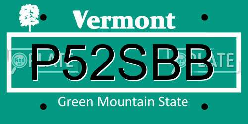 P52SBB Vermont License Plate