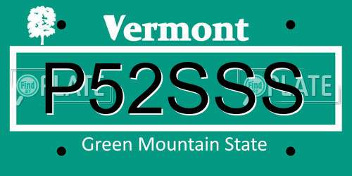 P52SSS Vermont License Plate