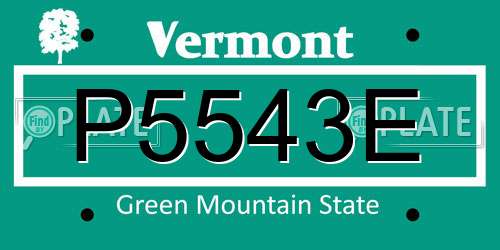 P5543E Vermont License Plate