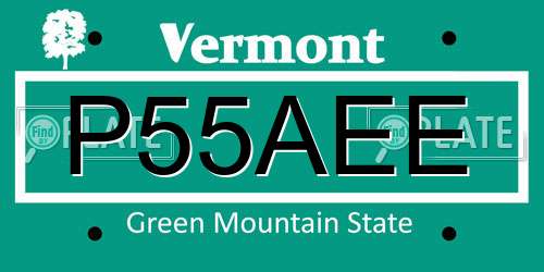 P55AEE Vermont License Plate