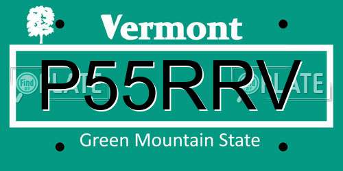 P55RRV Vermont License Plate