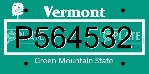 P564532 Vermont License Plate