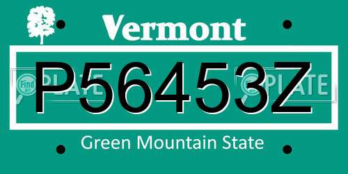 P56453Z Vermont License Plate