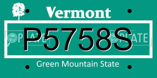 P5758S Vermont License Plate