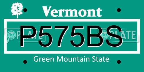 P575BS Vermont License Plate