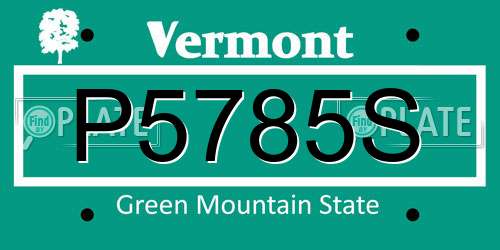 P5785S Vermont License Plate