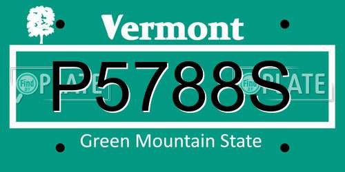 P5788S Vermont License Plate
