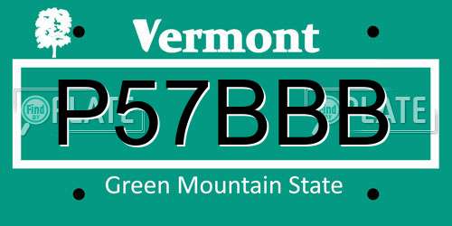 P57BBB Vermont License Plate