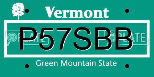 P57SBB Vermont License Plate