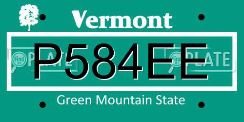 P584EE Vermont License Plate