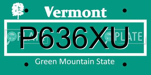 P636XU Vermont License Plate
