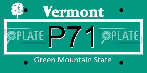P71 Vermont License Plate