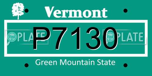 P7130 Vermont License Plate
