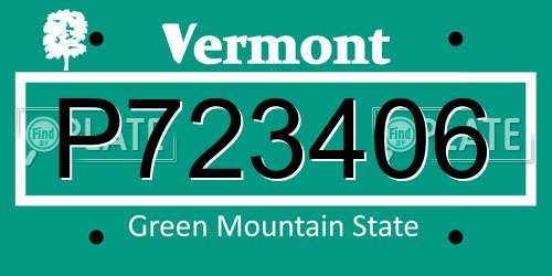 P723406 Vermont License Plate