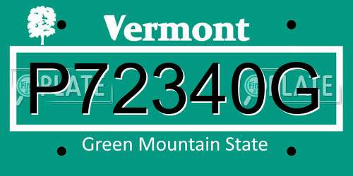 P72340G Vermont License Plate