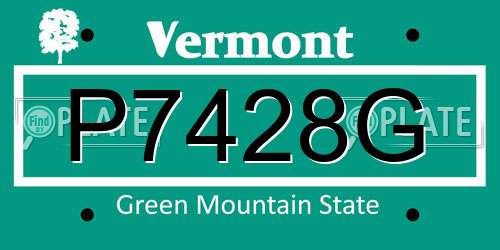 P7428G Vermont License Plate