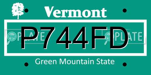 P744FD Vermont License Plate